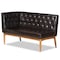 Baxton Studio Riordan Mid-Century Dark Brown Faux Leather and Walnut Brown Finished Wood 3-PC Dining Nook Set 186-11358-9305-Zoro - alternate 6